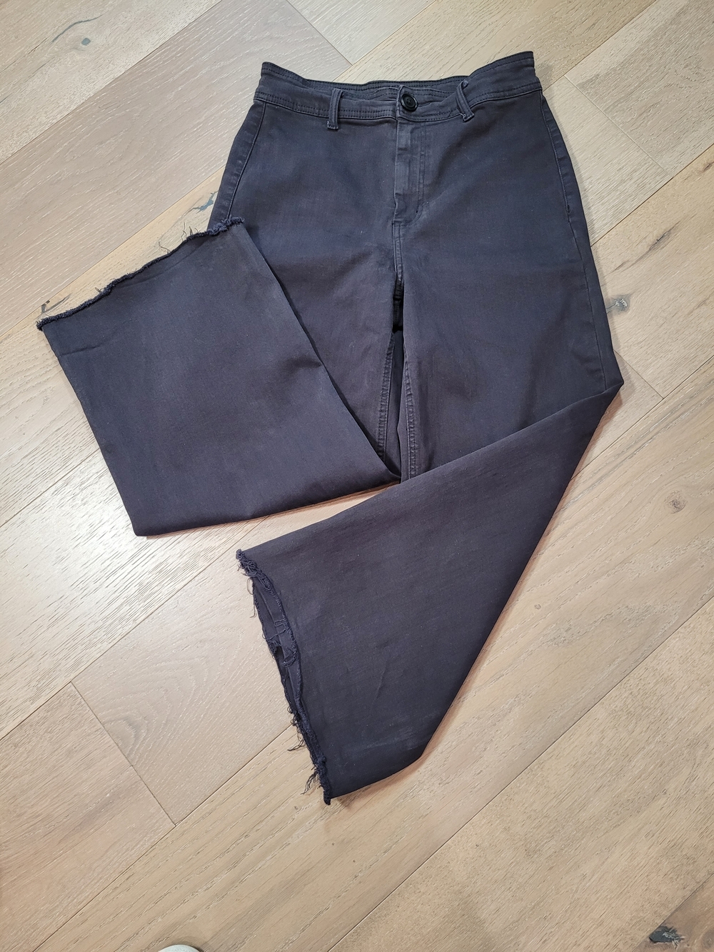 Oat New York Jeans Women's sz 6/28 Black High Rise Wide Leg Cropped Denim
